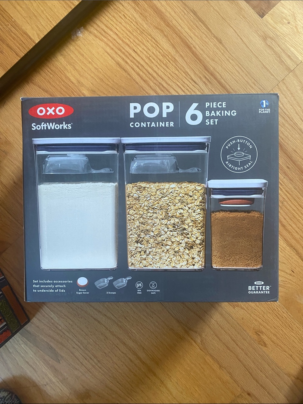 OXO POP Container 6-Piece Baking Set - Clear with White Lids